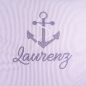 Preview: LEOFREY Kinder-Sitzsack Streifen grau mit Bestickung Anker und Name