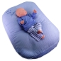 Preview: Leofrey Babynest-Kuschelkissen in Waffelpiqué rauchblau mit Bestickung Anker und Name