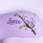 Preview: Nackenkissen Streifen flieder inkl. Stickerei "Koala mit Baby auf Ast" und Name