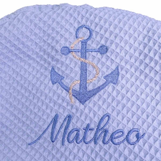 Preview: Bestickung "Anker und Name" grau