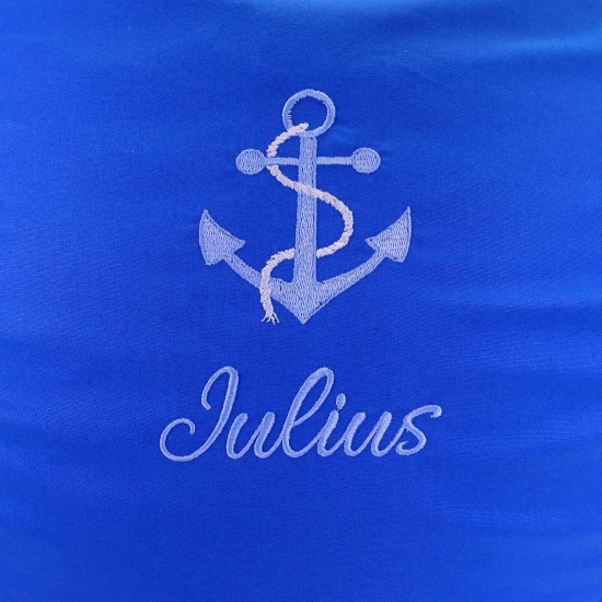 Preview: Bestickung "Anker und Name" grau