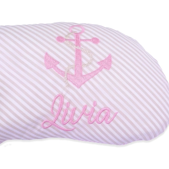 Preview: Bestickung "Anker und Name" grau