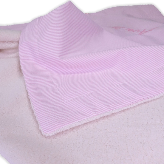 Babydecke Bio-Plüsch in Streifen rosa/weiß