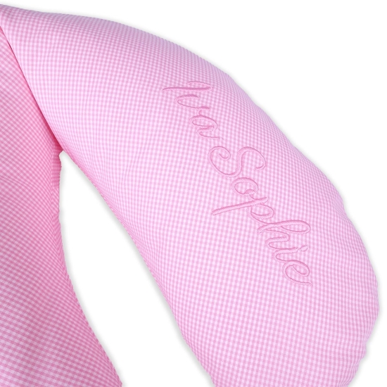Nackenkissen Vichykaro rosa inkl. Namen-Stickerei