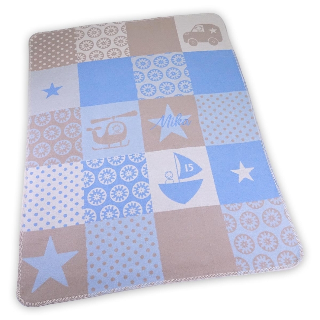 Fussenegger Babydecke Juwel 626821 "Patchwork" hellblau/beige