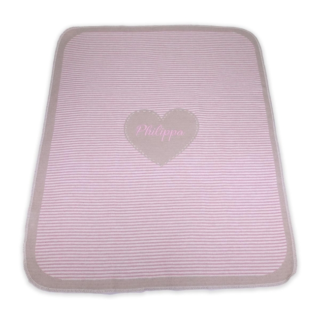 Fussenegger Babydecke Juwel 626614 "Herz" rosa/natur