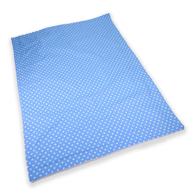 Babydecke Bio-Plüsch in blau mit weißen Punkten