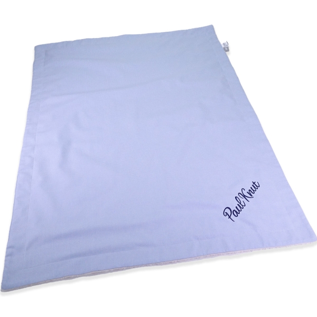LEOFREY Babydecke Bio-Plüsch in Vichy Karo hellblau