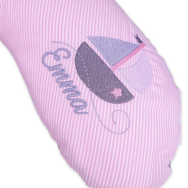 Nackenkissen Anker grau/rosa inkl. Stickerei "Segelboot/Name"
