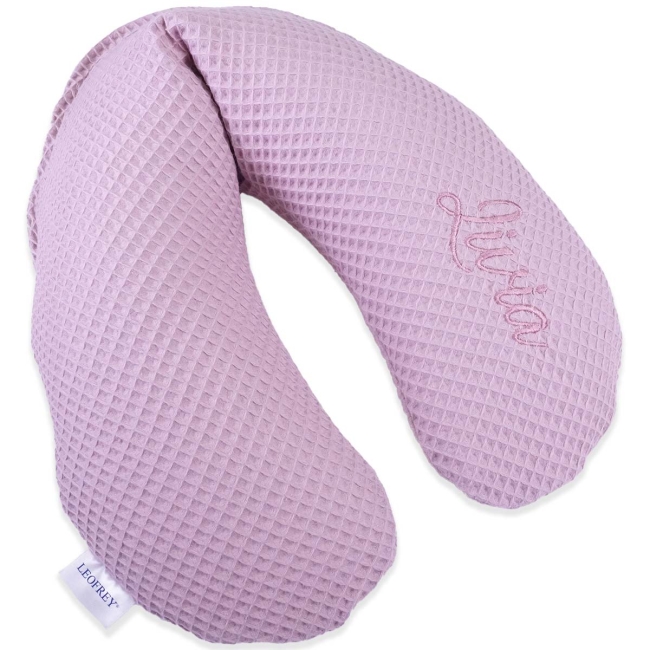 Nackenkissen Waffelpiqué altrosa inkl. Namen-Stickerei