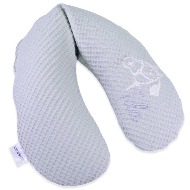 Nackenkissen Waffelpiqué mint mit Bestickung "Pferdekopf"und Name