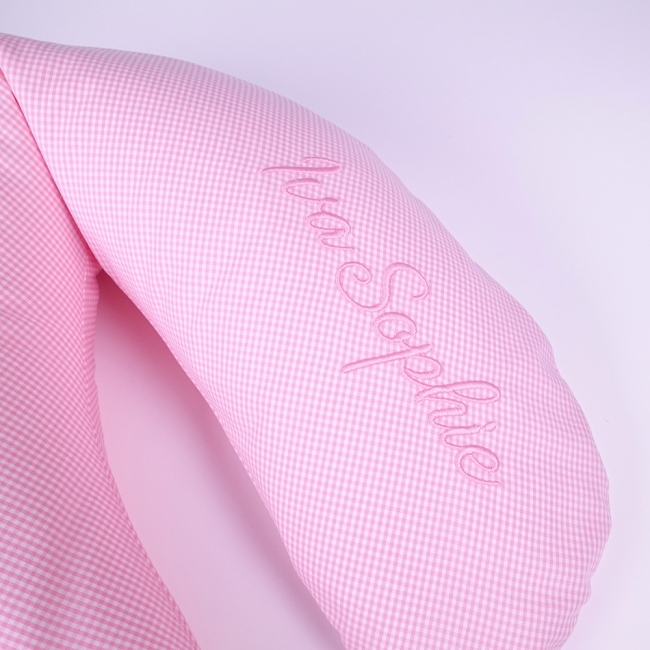 Nackenkissen Vichykaro rosa inkl. Namen-Stickerei