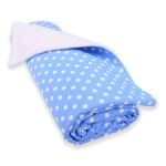 Babydecke Bio-Plüsch in blau mit weißen Punkten